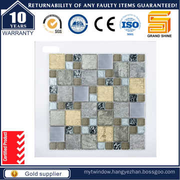 Crystal Glass and Marble Stone Mosaic Tiles GS83007